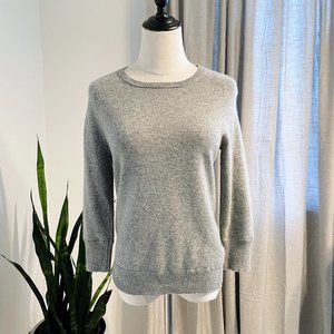J. Crew Light Gray Sweater Merino Wool Angora Cashmere Blend 3/4 Sleeve Small